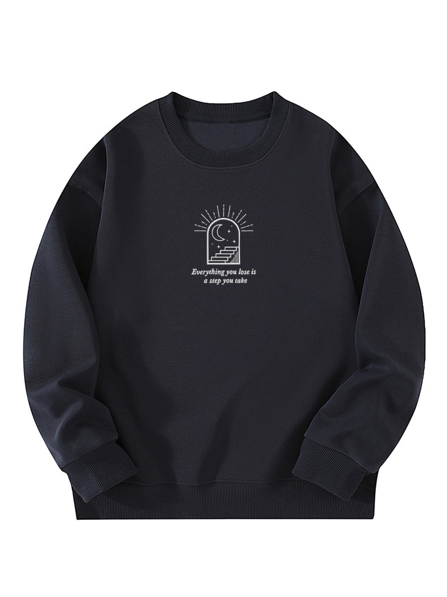 "Everything You Lose Is A Step You Take" Healing Letter Embroidered Crewneck Sweatshirt