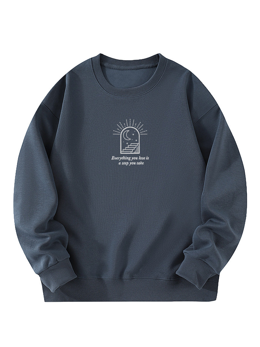 "Everything You Lose Is A Step You Take" Healing Letter Embroidered Crewneck Sweatshirt