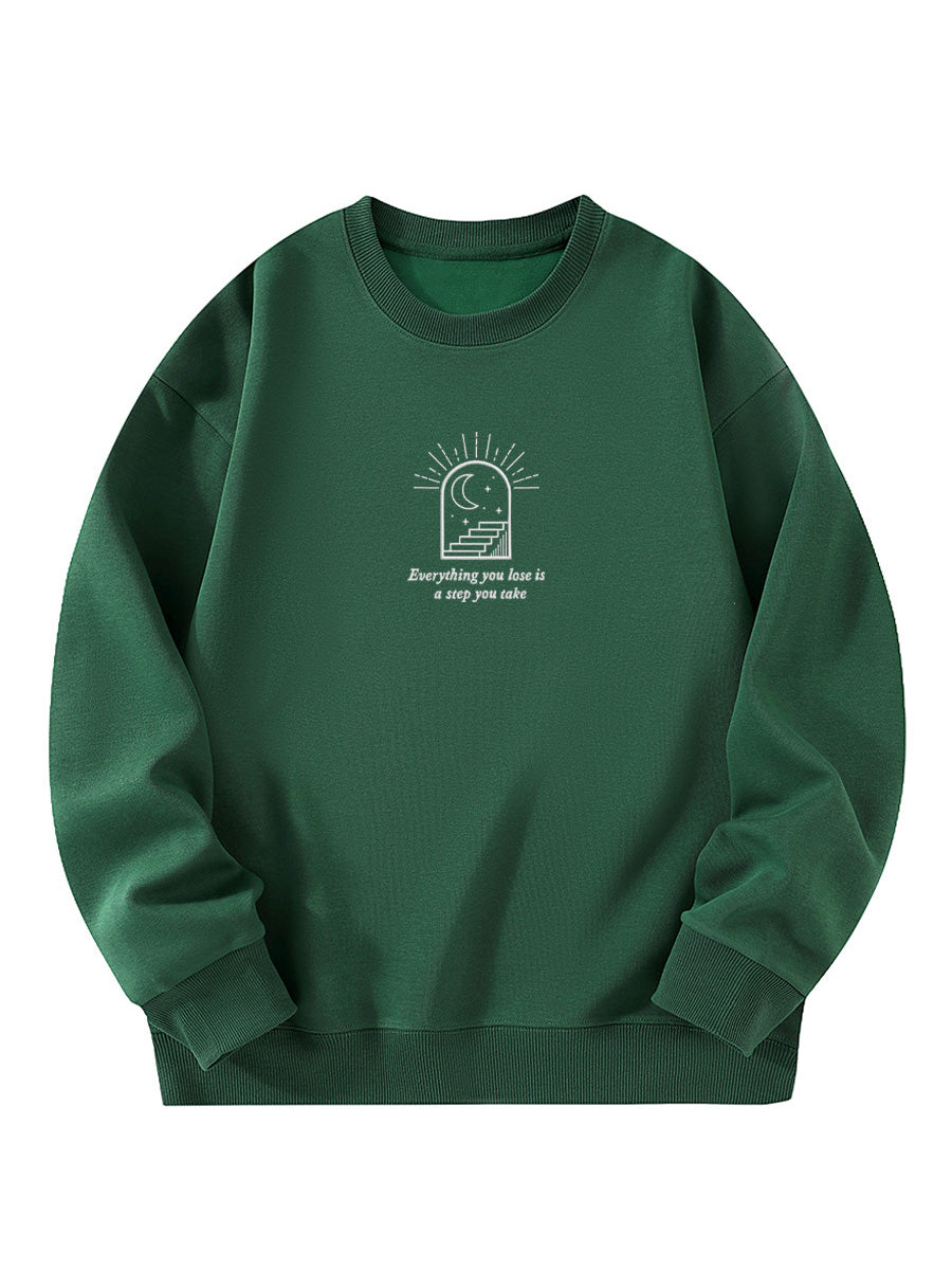 "Everything You Lose Is A Step You Take" Healing Letter Embroidered Crewneck Sweatshirt