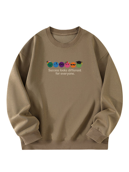 "Success Looks Different For Everyone" Embroidered Crewneck Sweatshirt