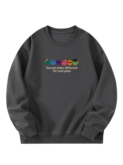 "Success Looks Different For Everyone" Embroidered Crewneck Sweatshirt