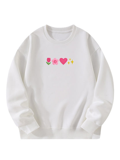 Sweet Spring Elements Embroidered Crewneck Sweatshirt