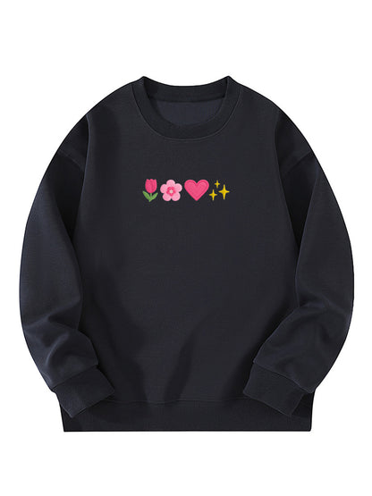 Sweet Spring Elements Embroidered Crewneck Sweatshirt