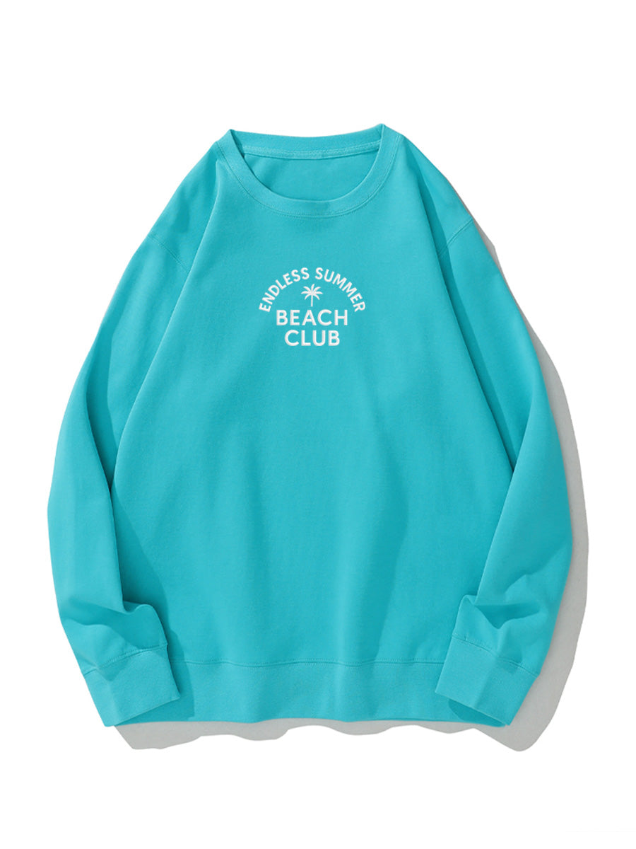"Endless Summer Beach Club" Letter Embroidered Crewneck Sweatshirt