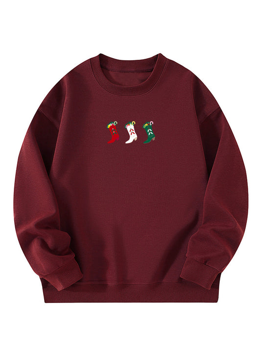 Western Cowgirl Christmas Stocking Embroidered Sweatshirt