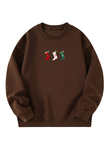 Western Cowgirl Christmas Stocking Embroidered Sweatshirt