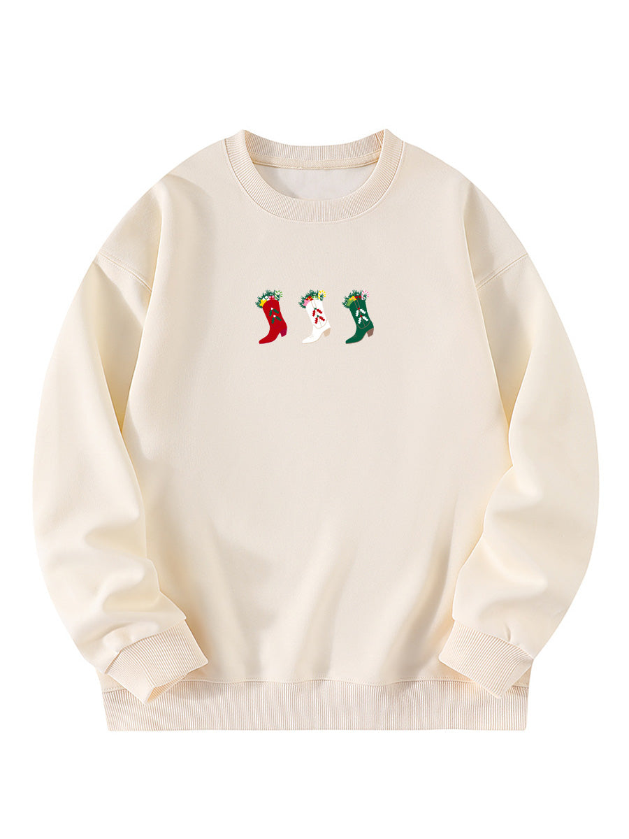 Western Cowgirl Christmas Stocking Embroidered Sweatshirt