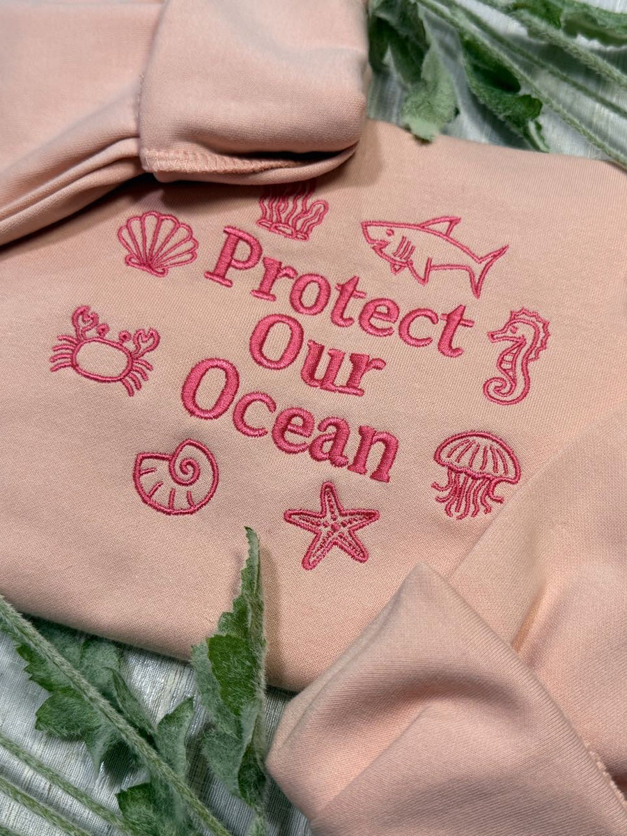 "Protect Our Ocean" Embroidered Crewneck Sweatshirt