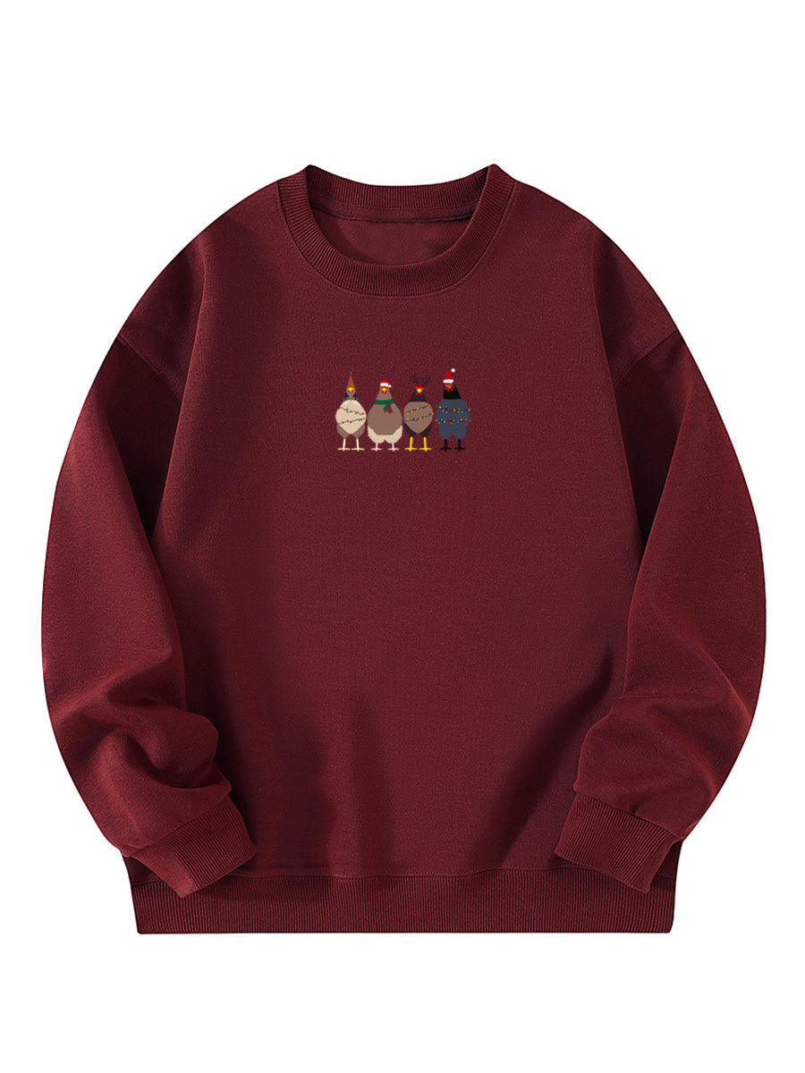 Christmas Chicken Embroidered Sweatshirt