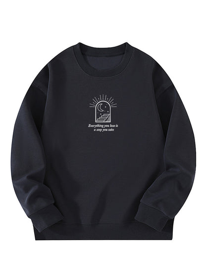 "Everything You Lose Is A Step You Take" Healing Letter Embroidered Crewneck Sweatshirt