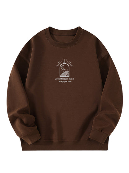 "Everything You Lose Is A Step You Take" Healing Letter Embroidered Crewneck Sweatshirt