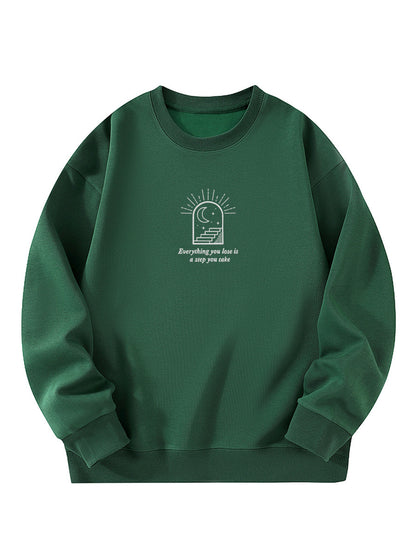 "Everything You Lose Is A Step You Take" Healing Letter Embroidered Crewneck Sweatshirt