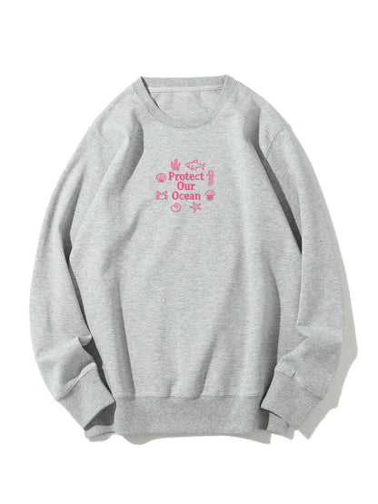 "Protect Our Ocean" Embroidered Crewneck Sweatshirt