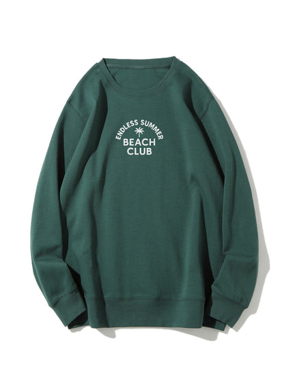 "Endless Summer Beach Club" Letter Embroidered Crewneck Sweatshirt