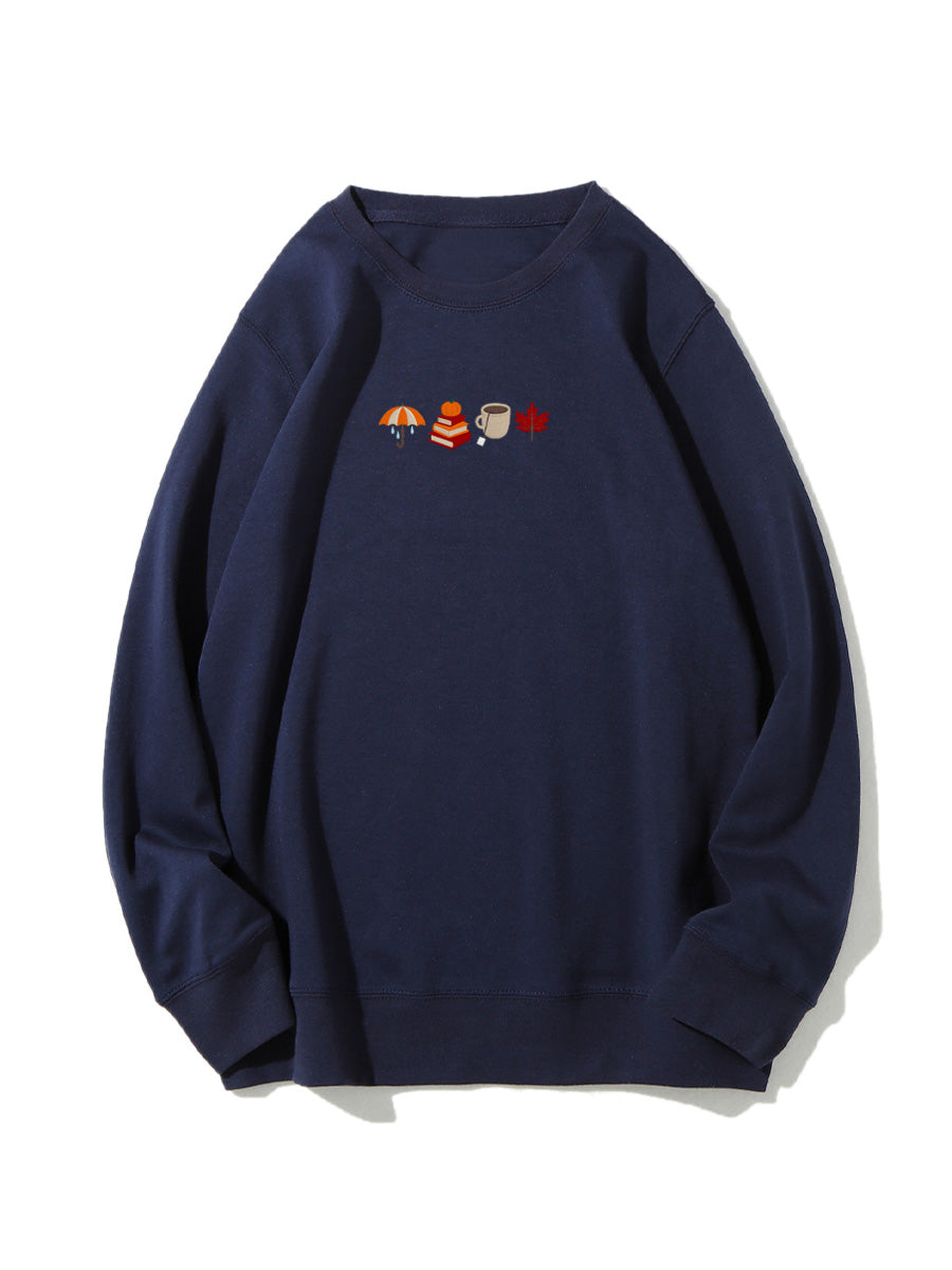 Cozy Fall Season Embroidered Sweatshirt