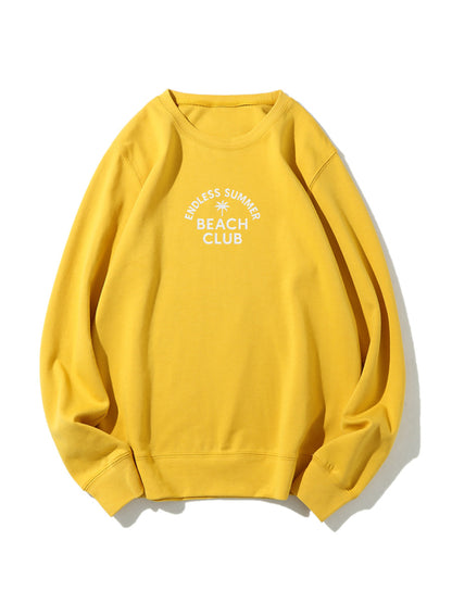 "Endless Summer Beach Club" Letter Embroidered Crewneck Sweatshirt
