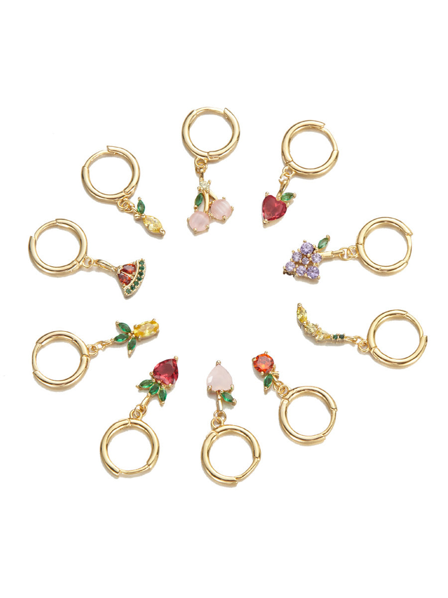 Multicolor Zircon Fruit Mix Match Earrings