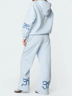 Ensemble de sweat à capuche et pantalon oversize pour femmes à imprimé coquette avec détails ruban
