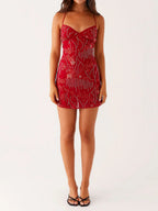 Robe dos nu brodée de sequins pour femmes