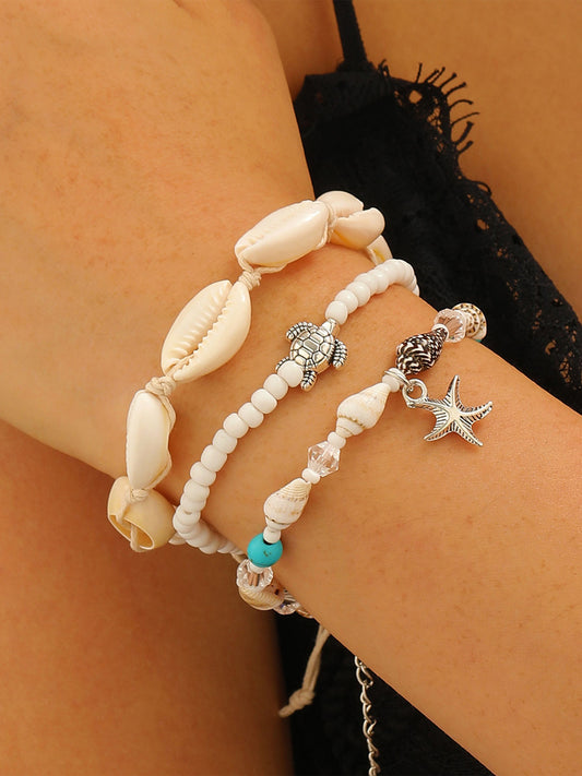 Marine Creature Pendant Beaded Bracelet Set