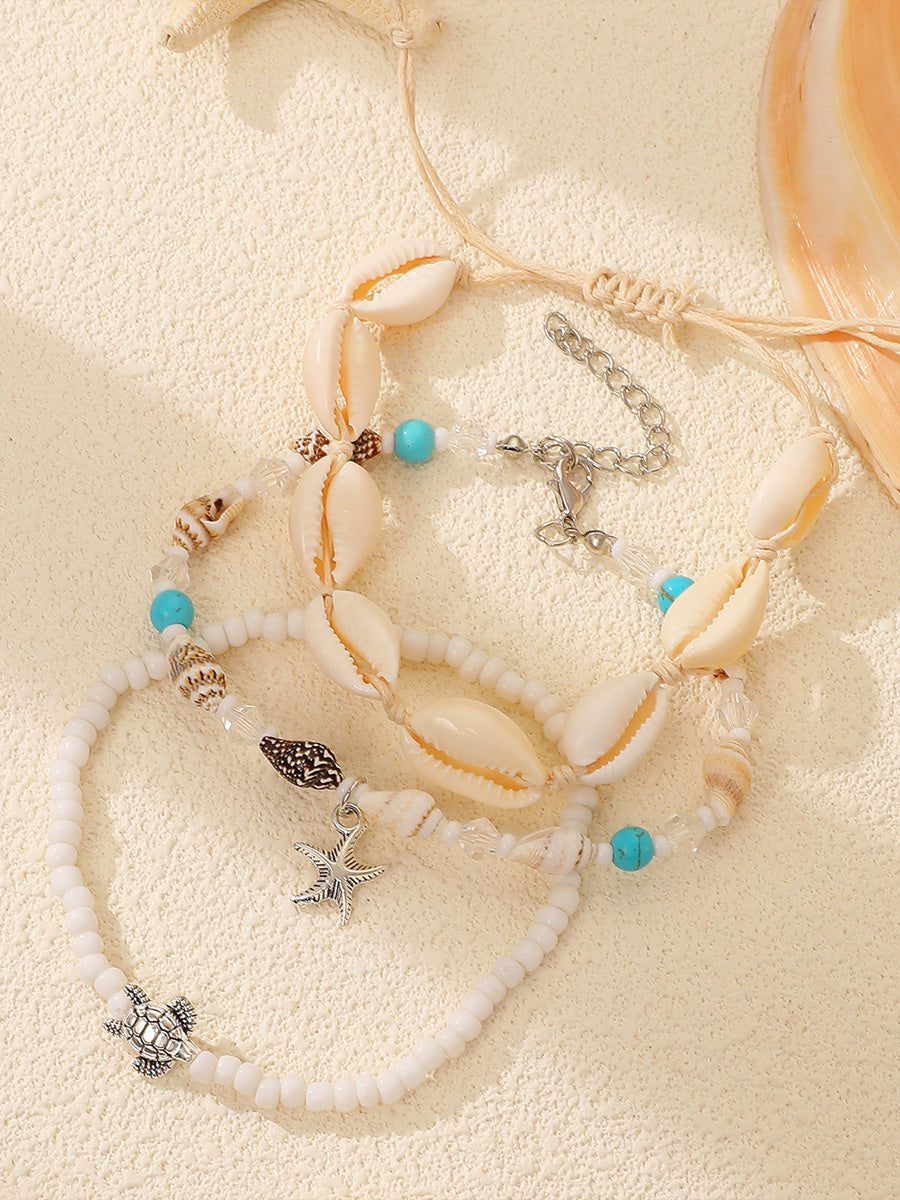 Marine Creature Pendant Beaded Bracelet Set