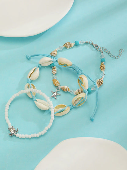 Marine Creature Pendant Beaded Bracelet Set