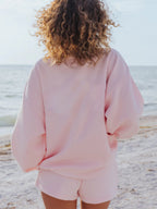 Pastel Color Mockneck Sweatshirt And Shorts Set